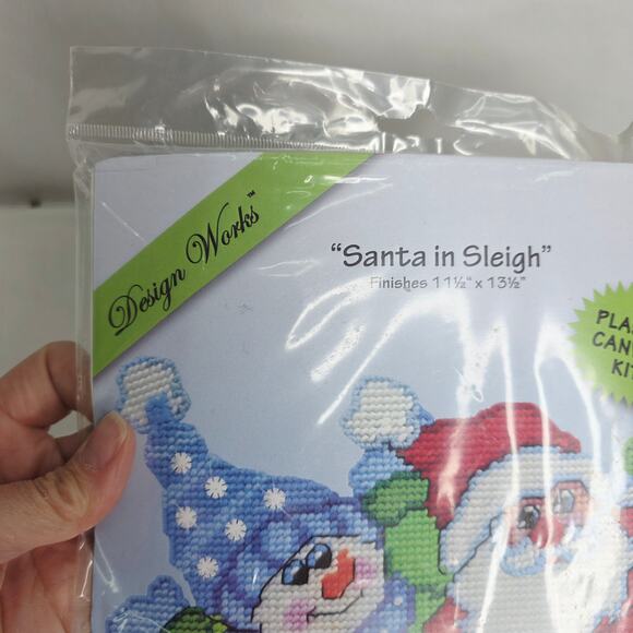 Design Works Plastic Canvas Kit #3349 Santa in Sleigh 11.5" x 13.5"  3349 New - Picture 5 of 7